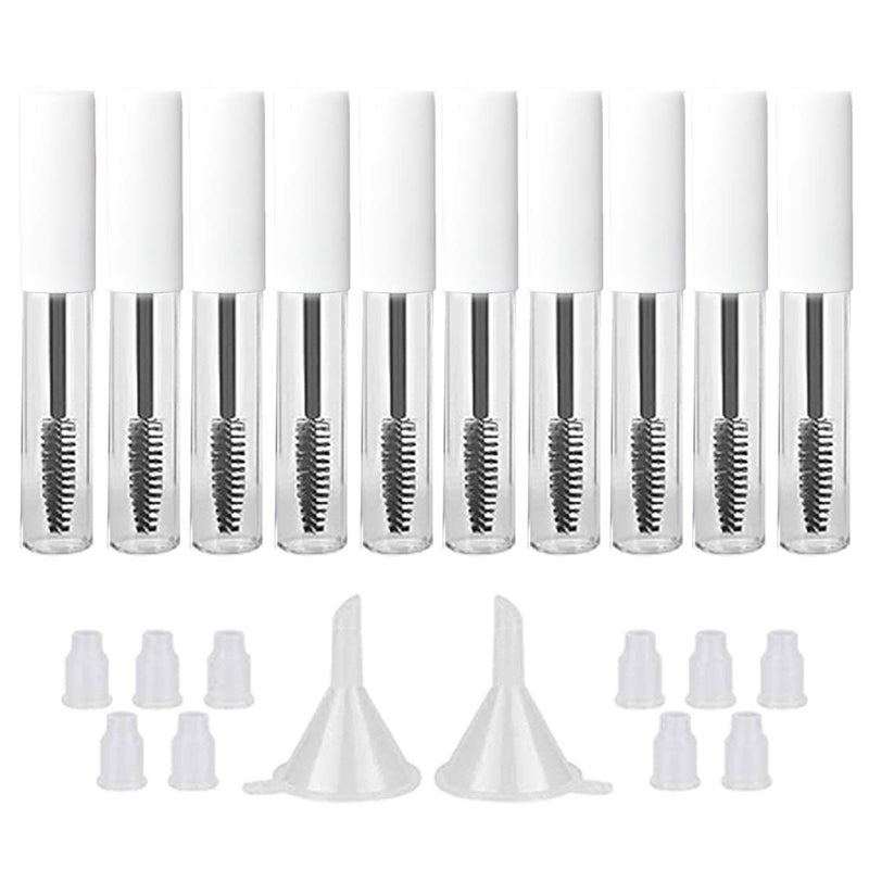 GTHER 10PCS 10ML Empty Mascara Tube Bottles with Eyelash Wand  Rubber Inserts  Funnels Set for Castor OilEyelash Growth Oil DIY Mascara Cream Container with Cap Matte White